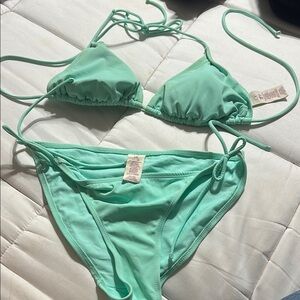 O.P XL bikini top large bottoms Mint Green Swim Bottoms